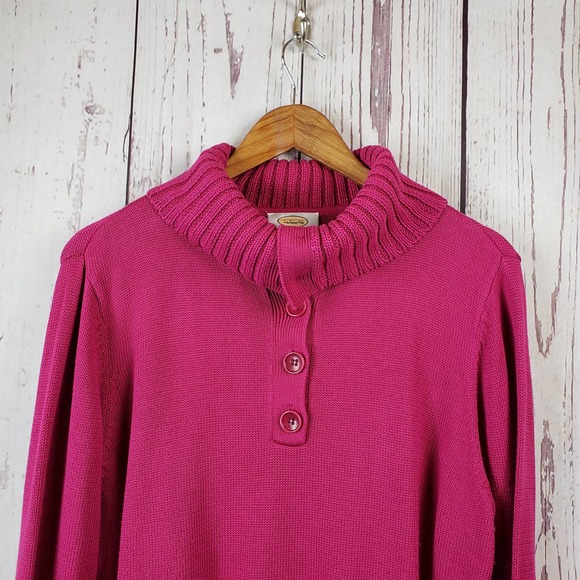 Talbots Sweaters - Talbots Pullover Turtleneck Sweater Womens Size XL Cable Knit Long Sleeve Pink